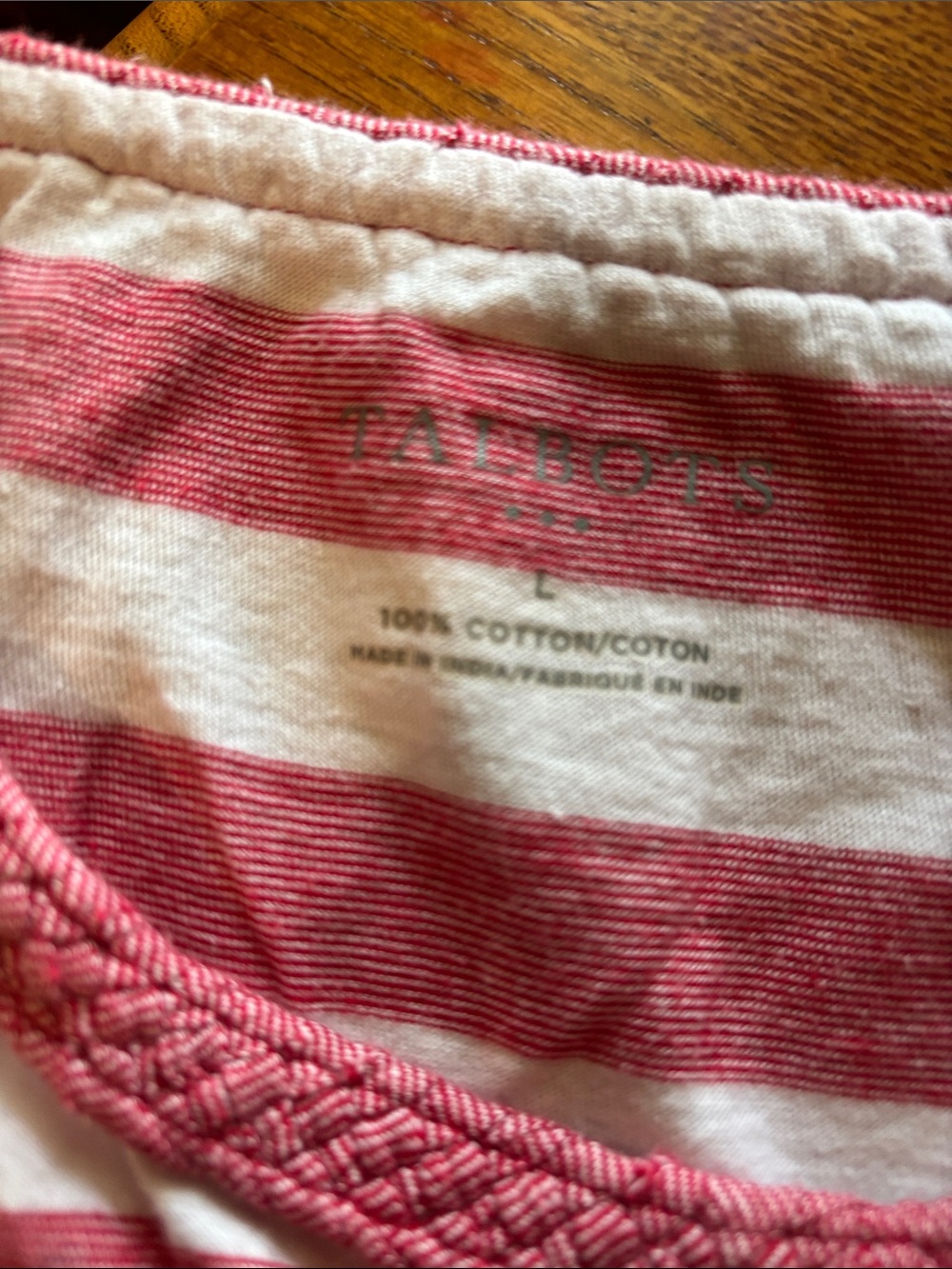 Talbots Red and White Striped Cotton Sleeveless Top with Braided Trim - Picture 2 of 4